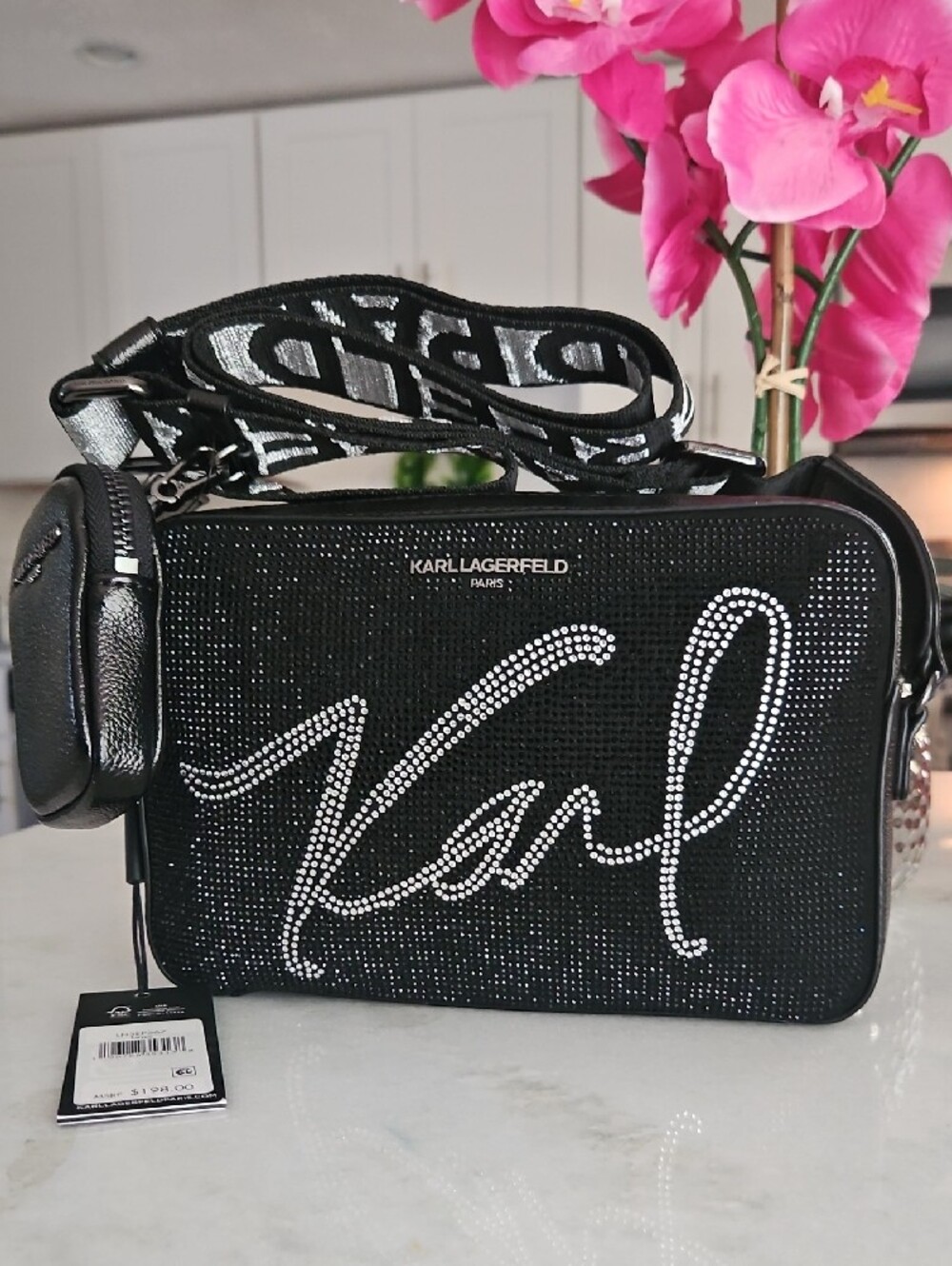 Karl Lagerfeld Black Crystal 'Karl' Crossbody - Picture 6 of 15
